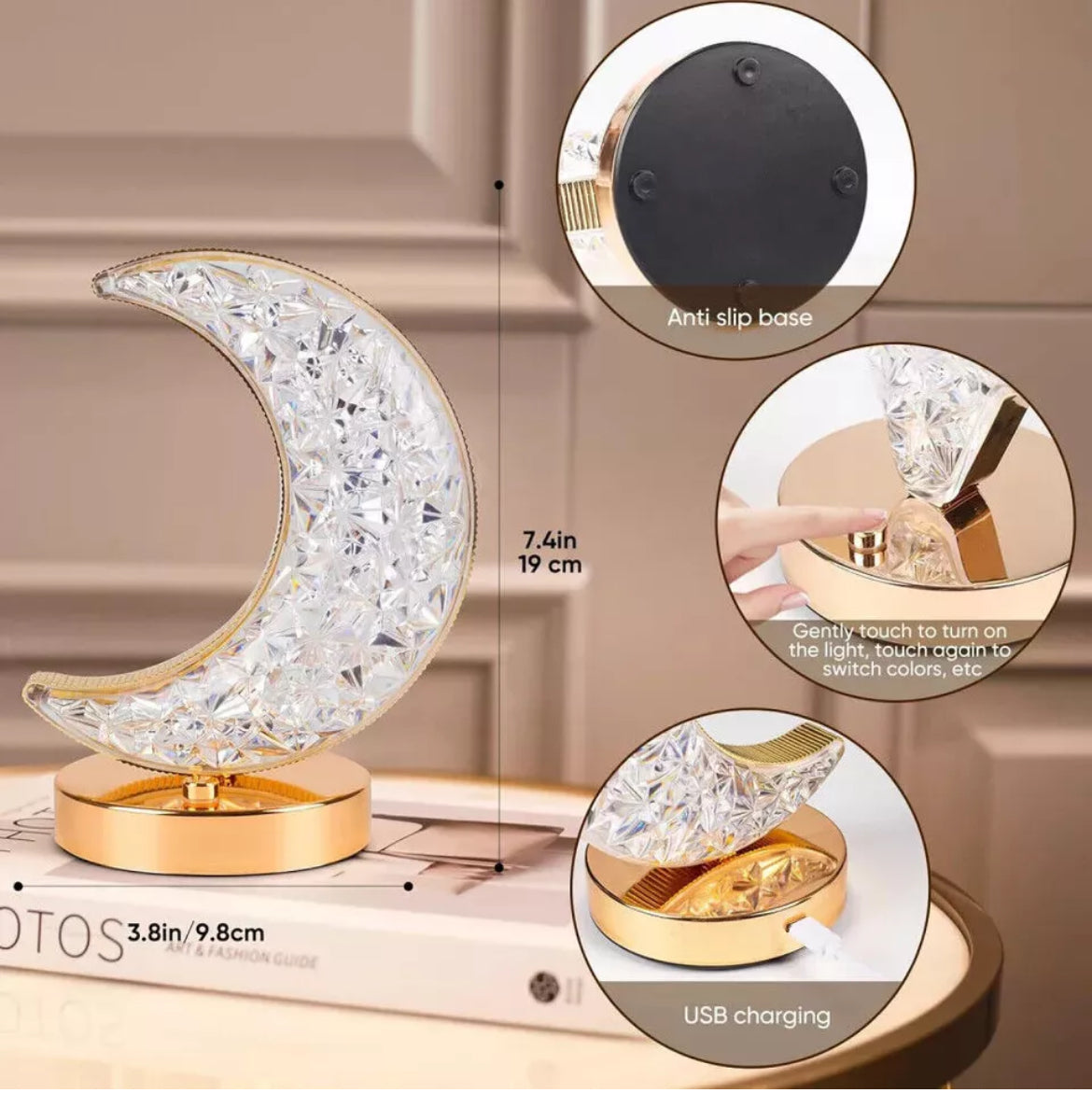 Crystal LED Moon Night Light