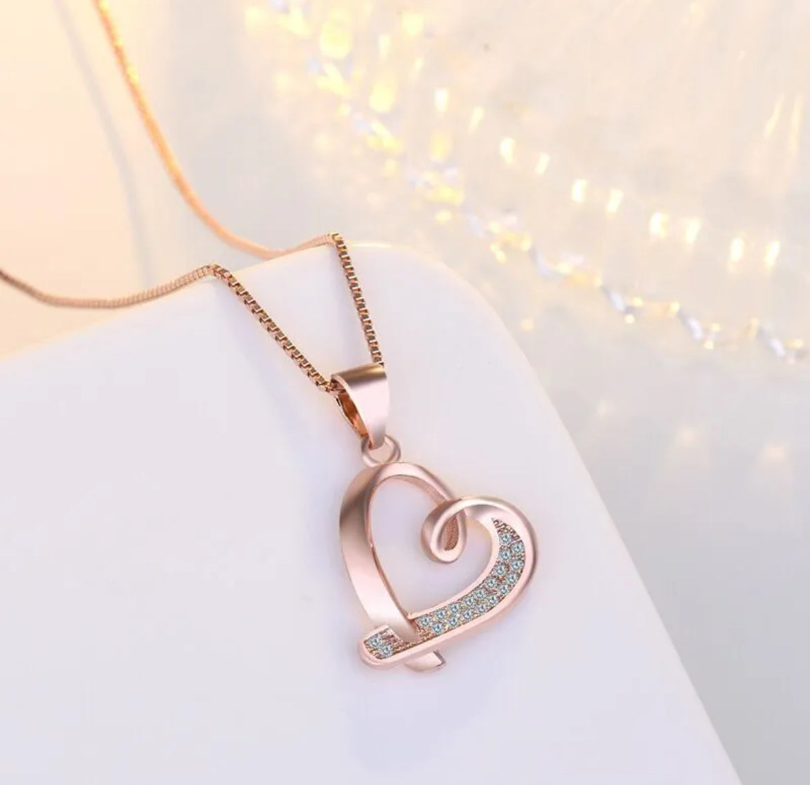 Rose Gold Crystal Heart Necklace