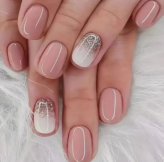 Nude & Glitter Ombré Press On Nails