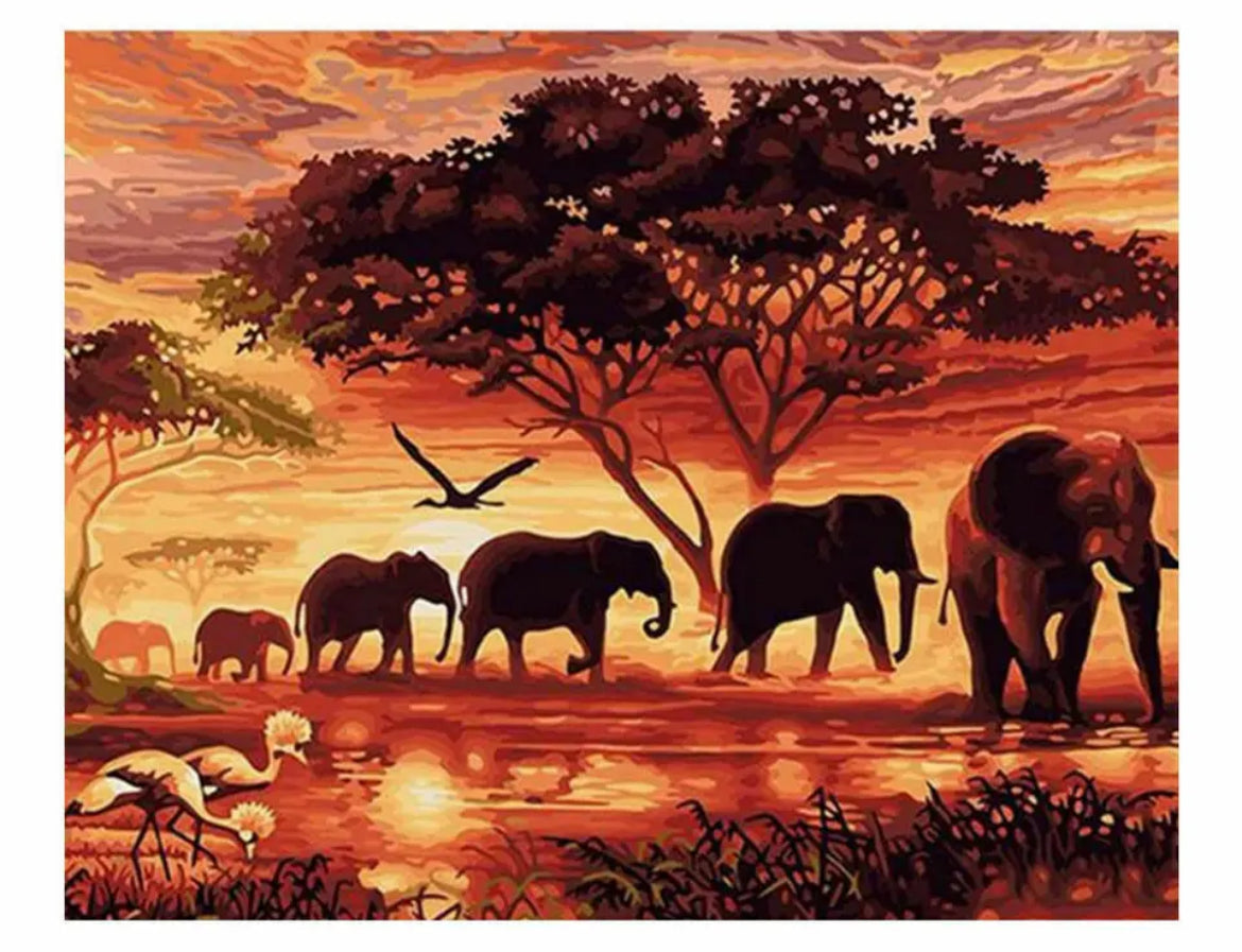 Safari Elephants Diamond Painting