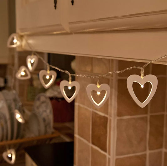 1.5M Wooden Heart LED String Lights