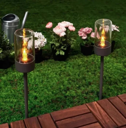 Set Of 4 Solar Glass Stake Lights