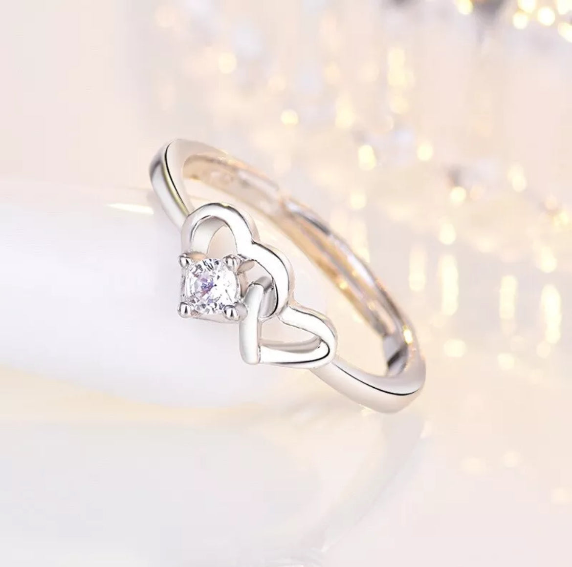 Adjustable Double Heart Ring