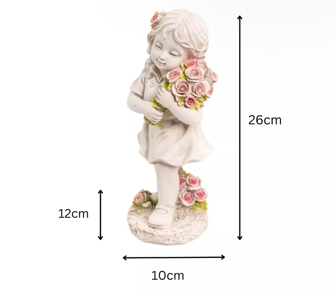 Solar Girl With Flowers Garden Ornament