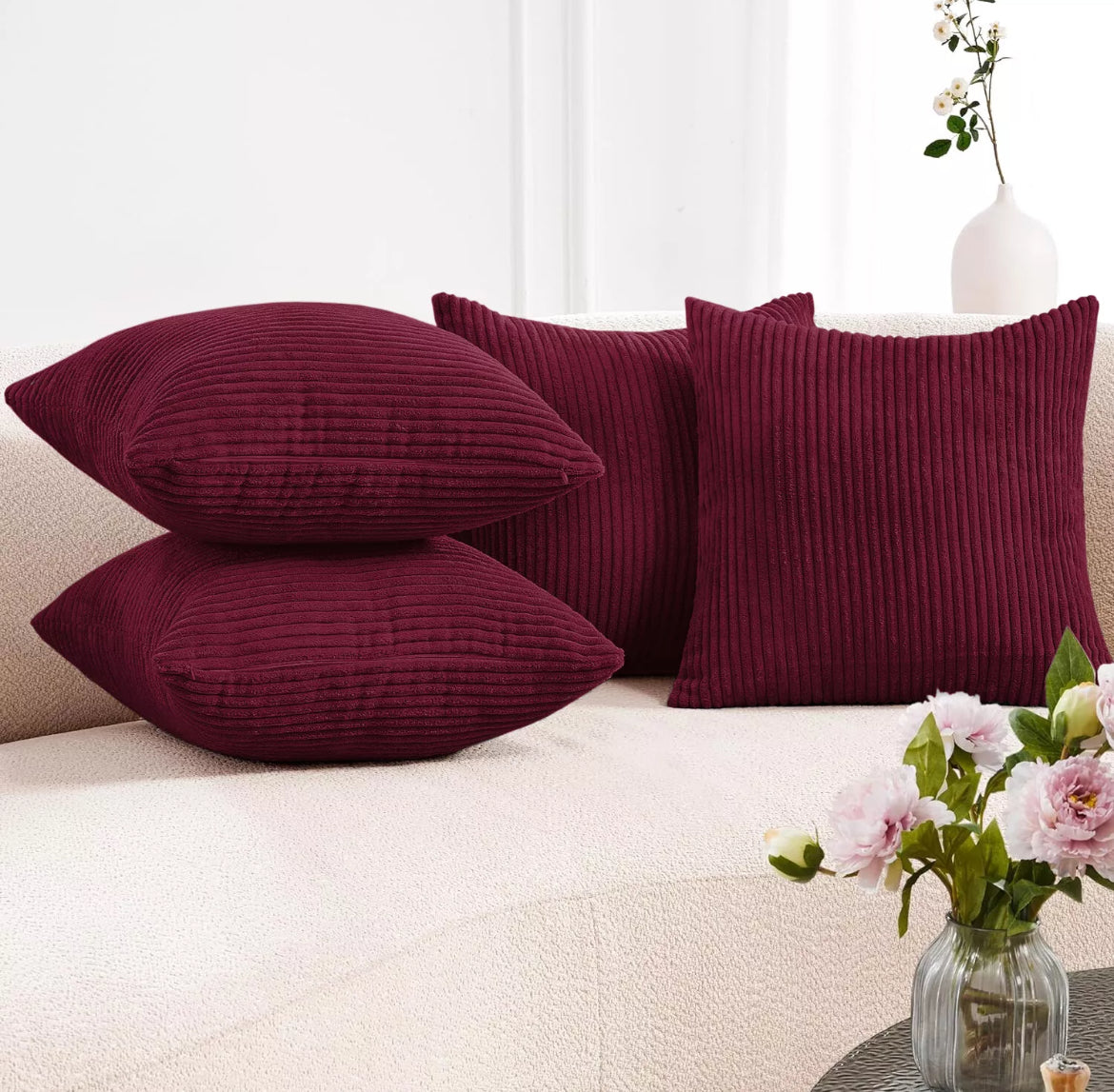 Pack Of 4 Stripe Velvet Cushion Covers