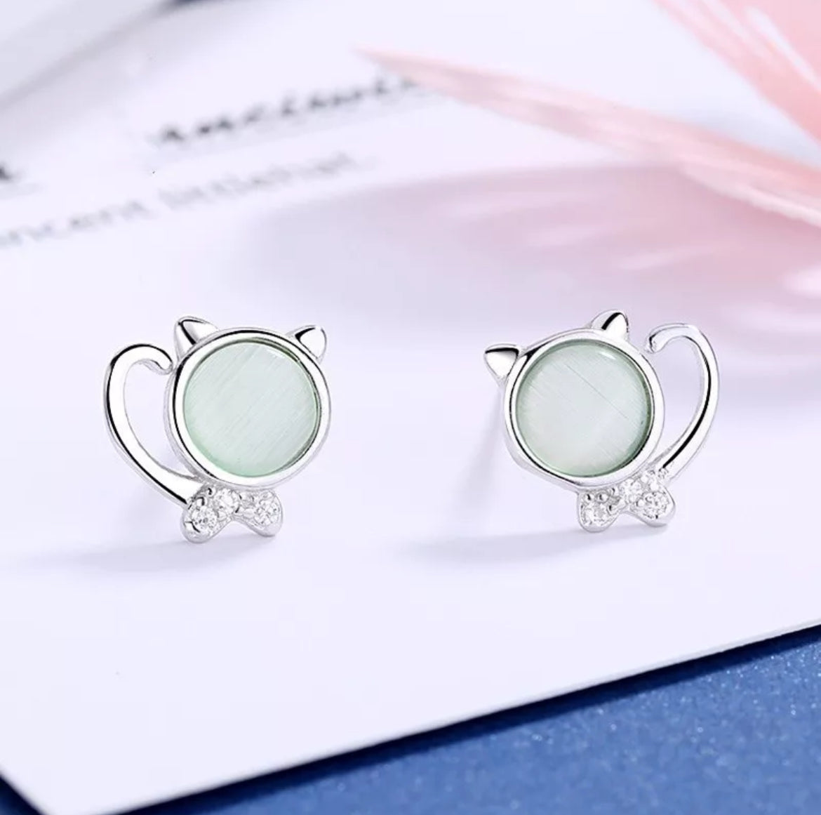 925 Sterling Silver Kitty Earrings