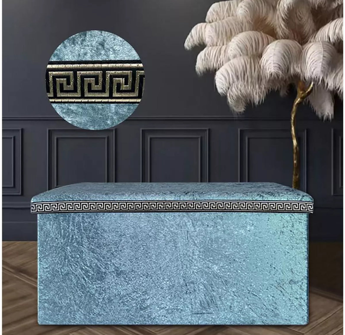 Crushed Velvet Ottoman Storage Box