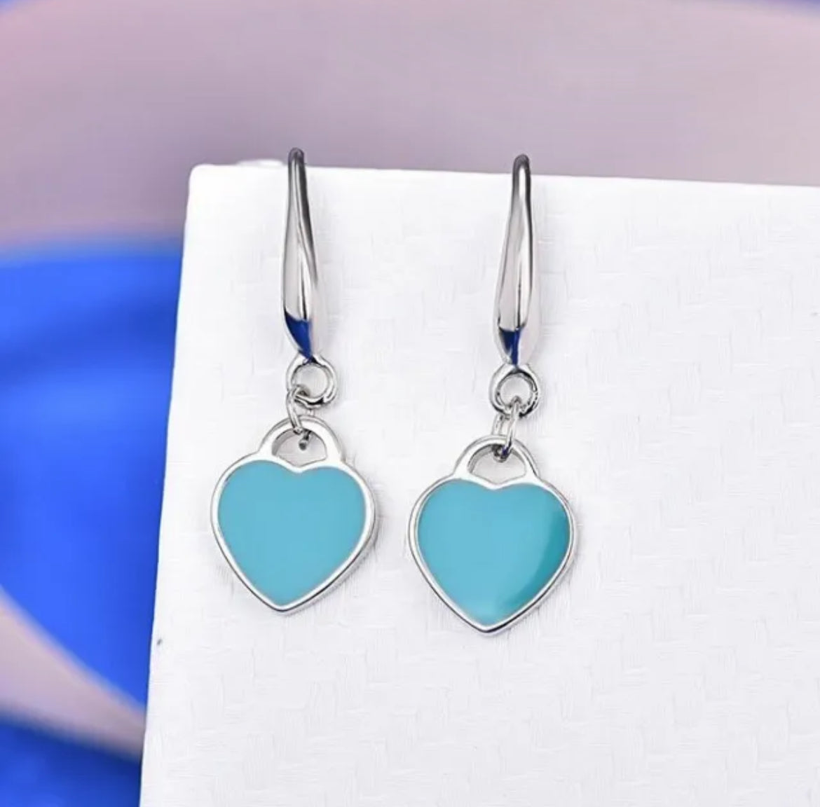 Light Blue Heart Drop Earrings