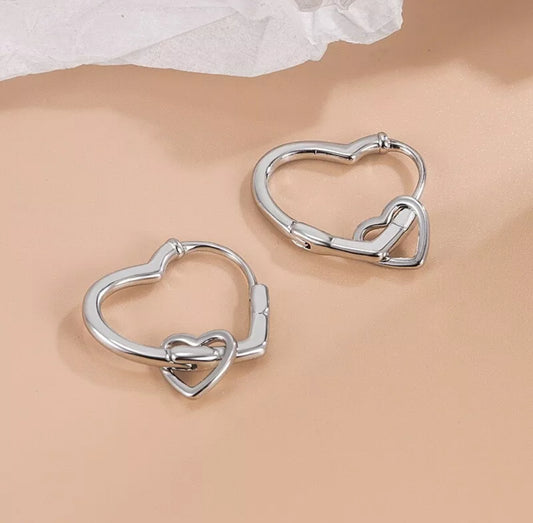 Double Heart Hoop Earrings