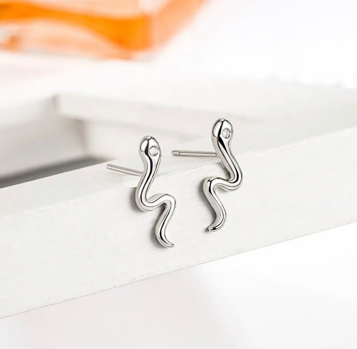 925 Sterling Silver Snake Earrings