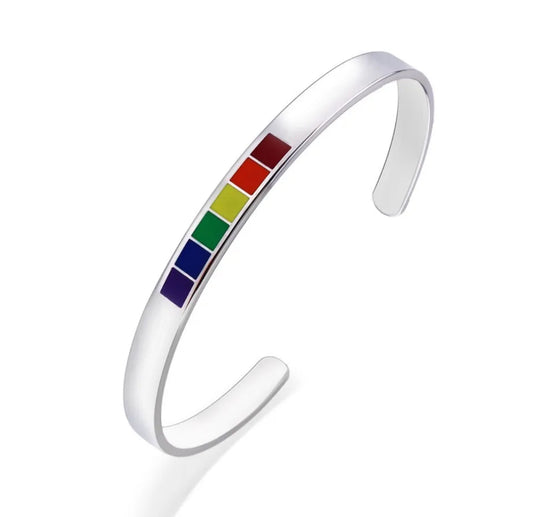 Stainless Steel Rainbow Pride Bracelet