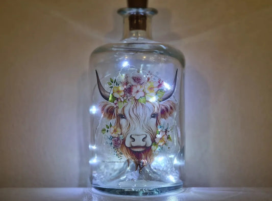 Handmade Highland Coo Bottle Lamp