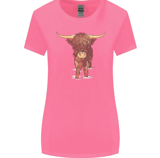 Ladies Highland Coo (cow) petite cut T-shirt
