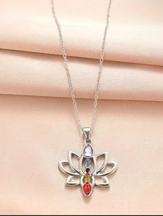 7 Chakra Lotus Flower Necklace