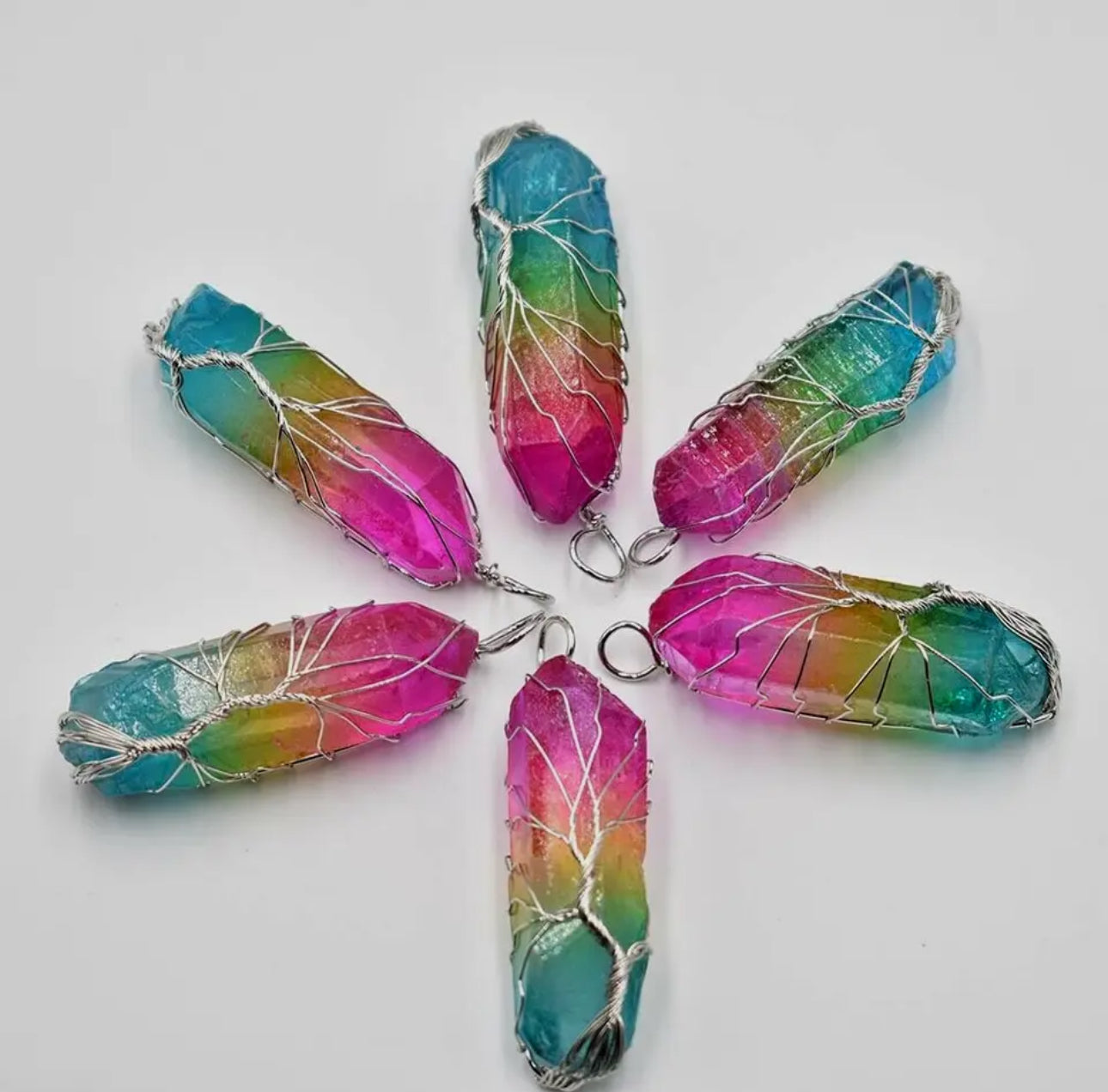 Rainbow Quartz Crystal Pendant