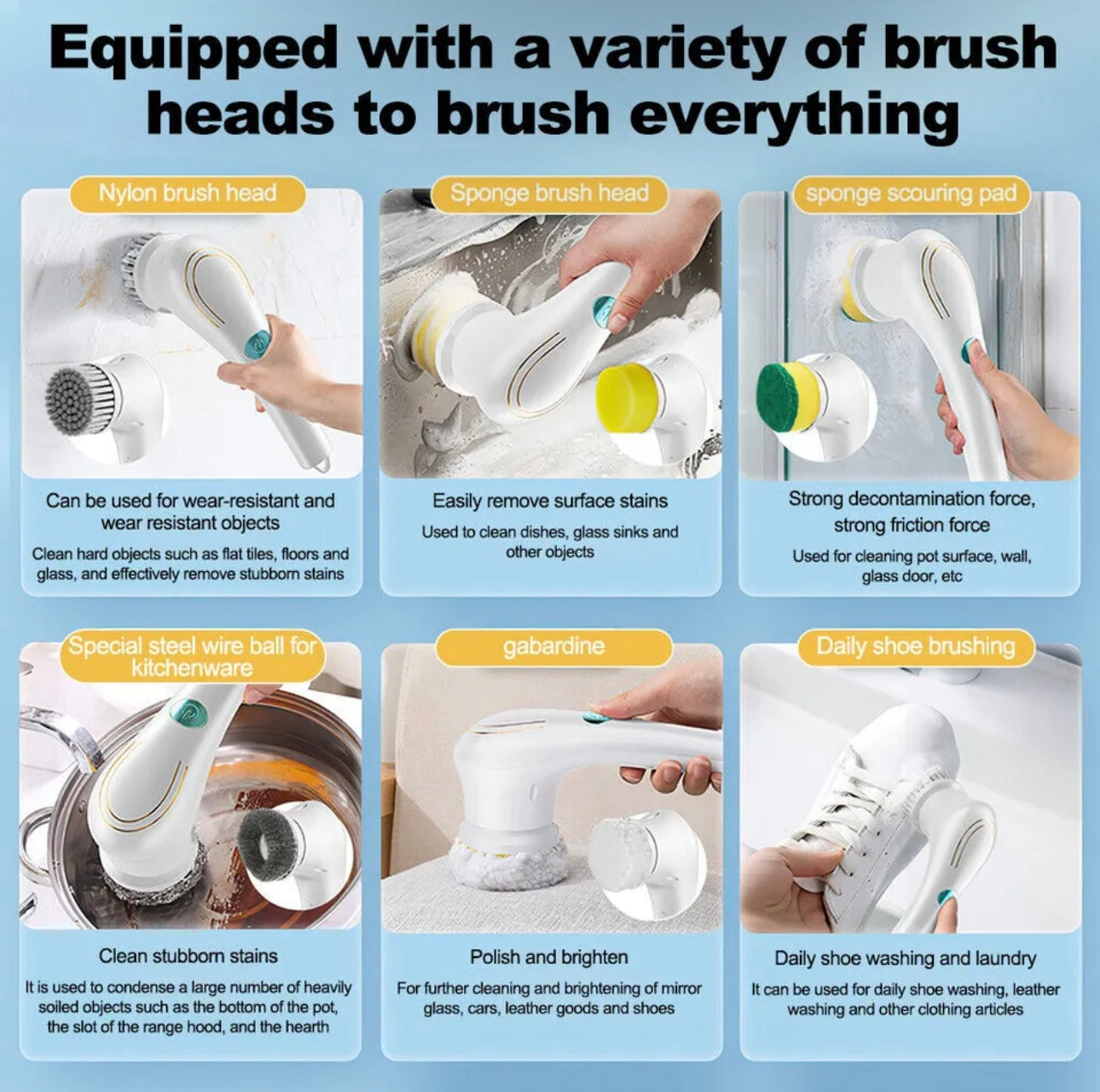 5-in-1 Rechargeable Scrubbing Brush