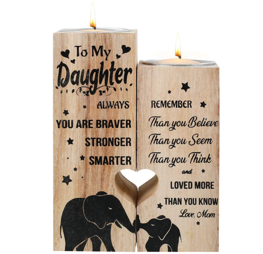 My Daughter Wooden Candle Holder