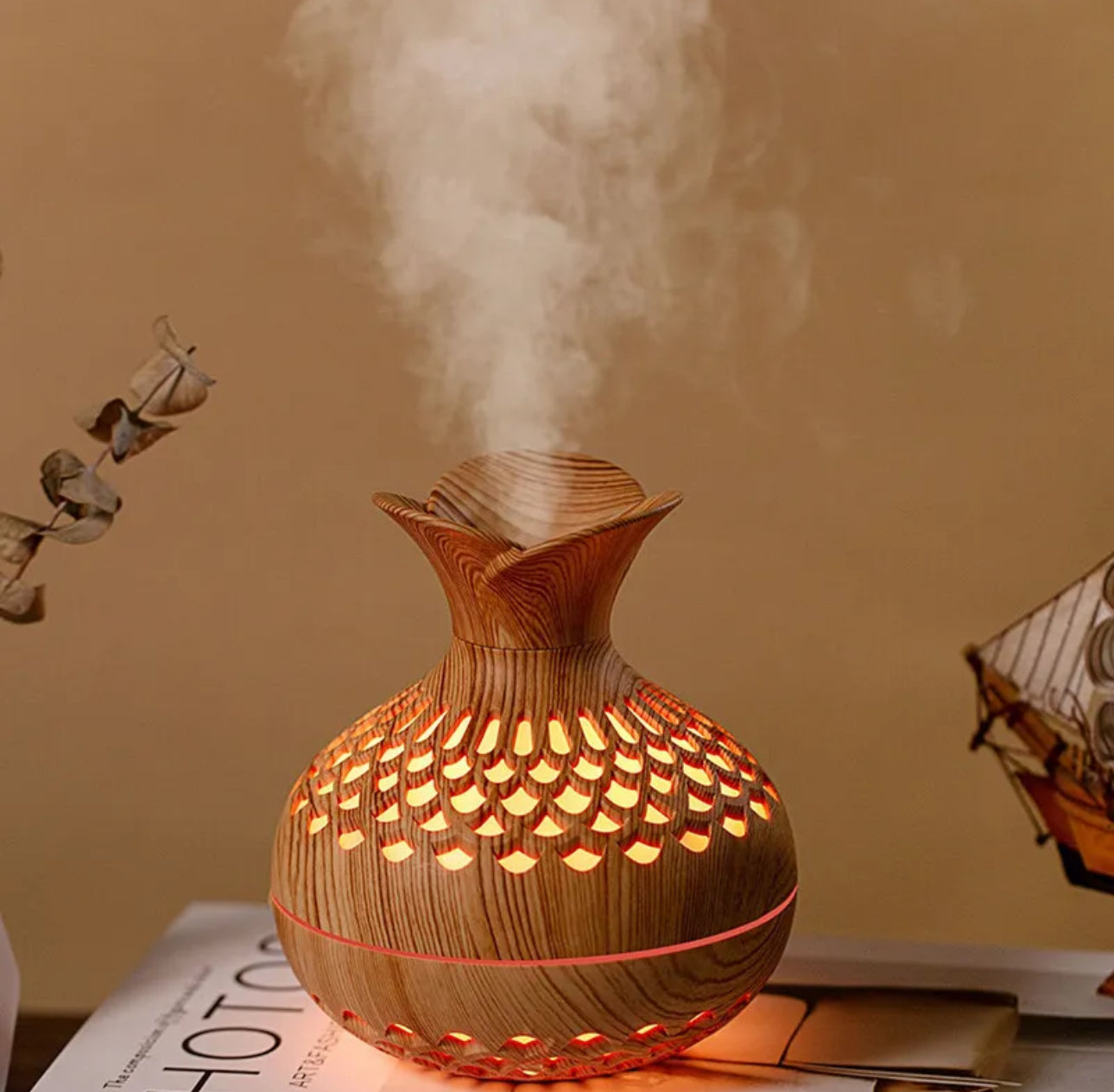 LED Wooden Essential Oil Humidifier