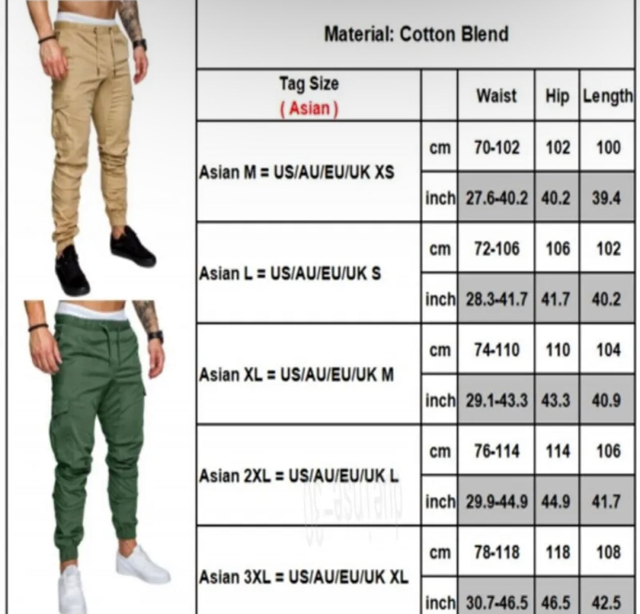 Men’s Elasticated waist cargo pants