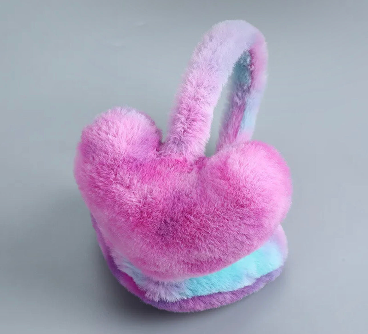 Rainbow Heart Plush Earmuffs