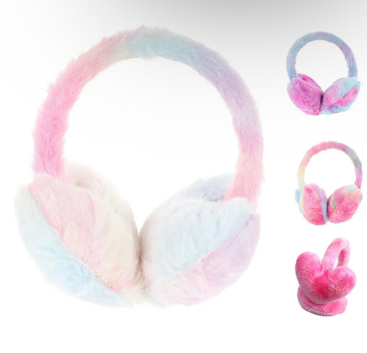 Rainbow Heart Plush Earmuffs