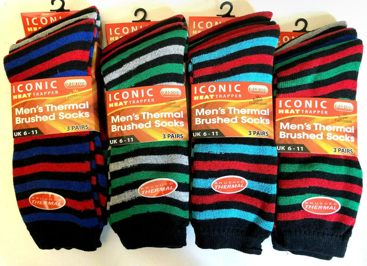 12 pairs striped men’s thermal socks