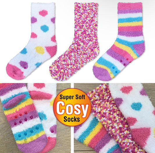 Girls fluffy slipper socks 3 pairs