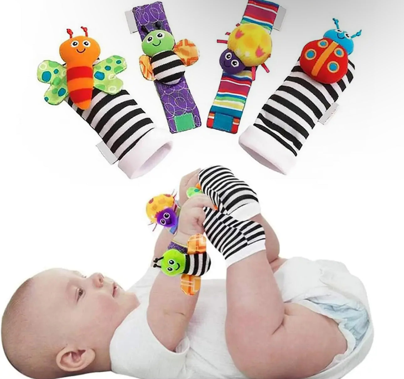 Baby Sensory Toy  Socks and Wrist Rattle Set