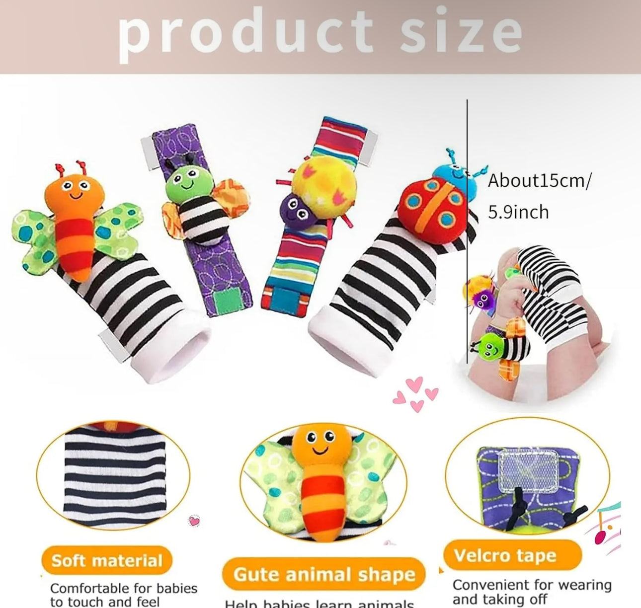 Baby Sensory Toy  Socks and Wrist Rattle Set