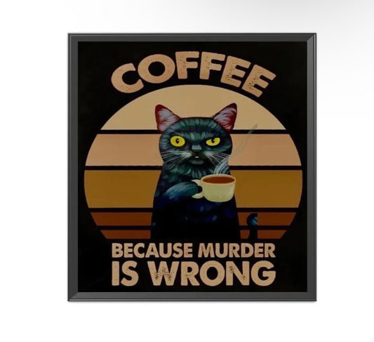 Cat Coffee Slogan Cross Stitch