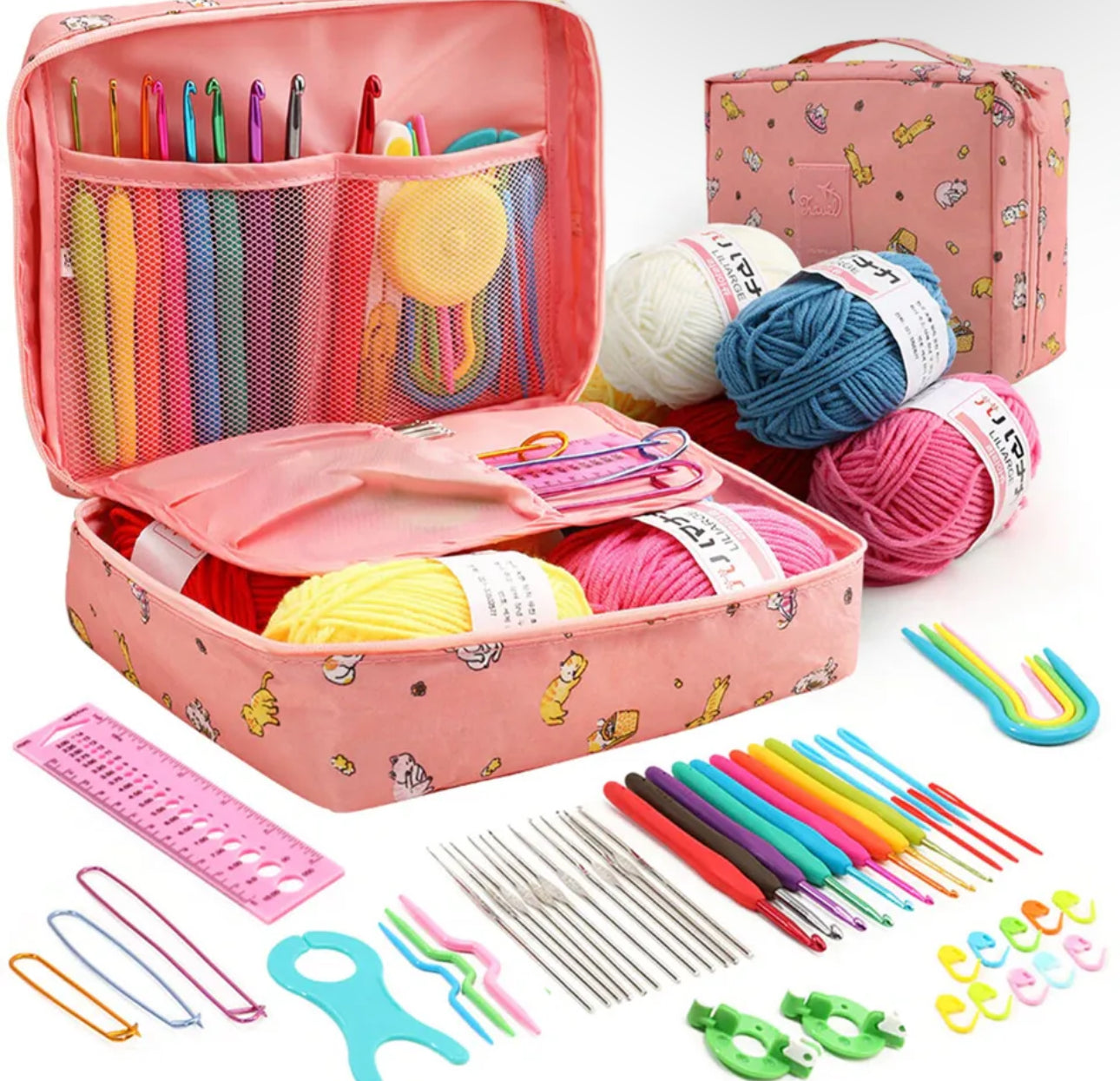 59pc Crochet Kit with Yarns for Beginners