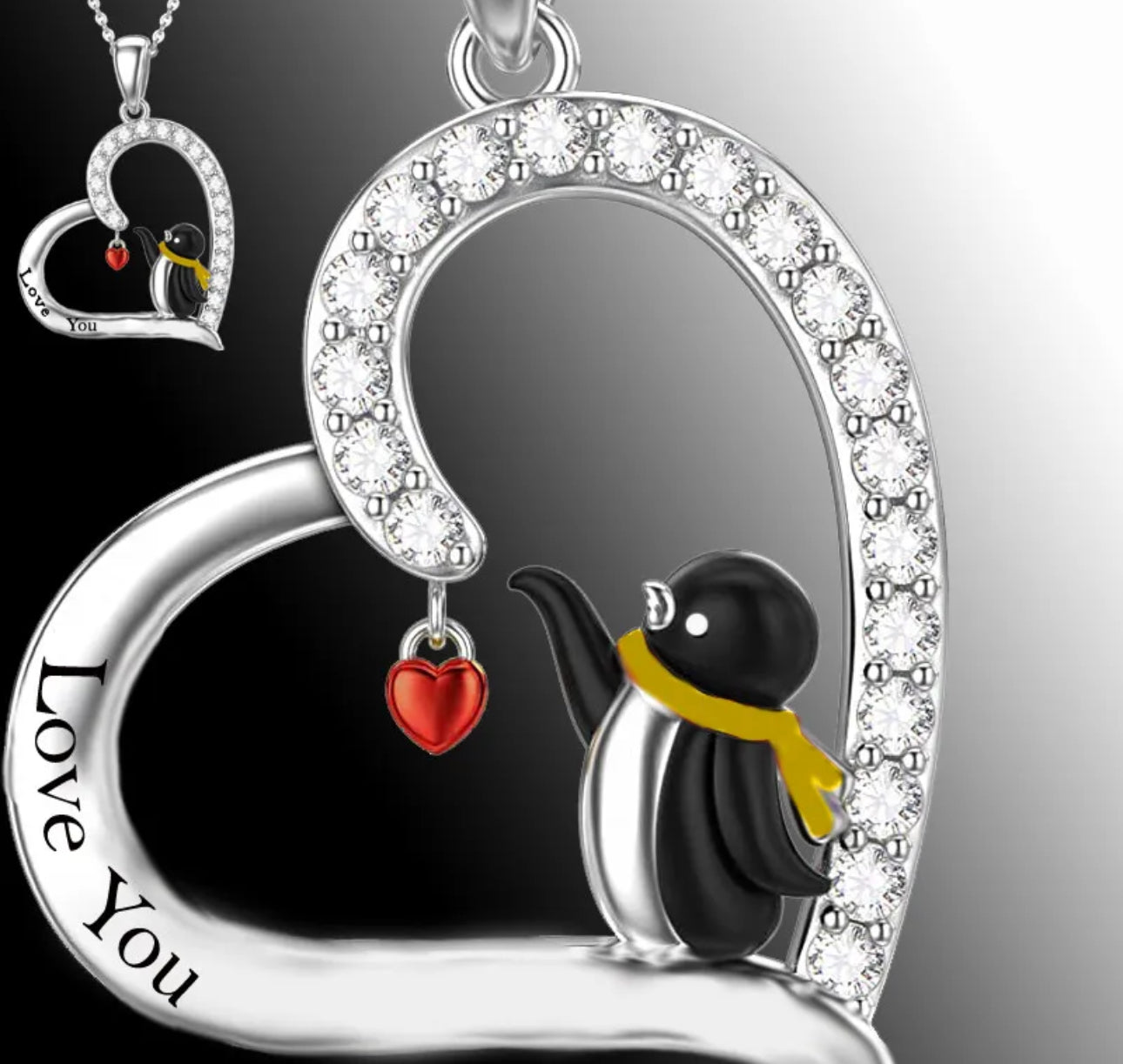 Penguin love you necklace