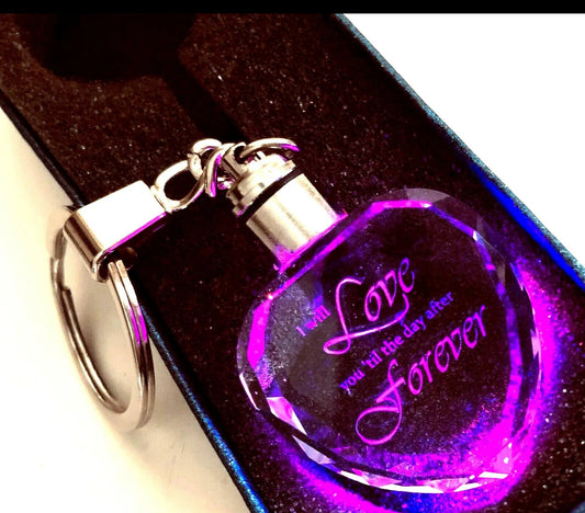 Colour Changing Crystal Heart Keyring