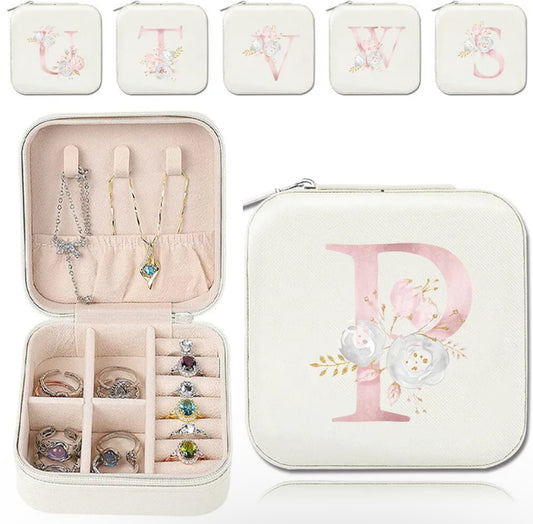 Pink Flower & Initial Small Jewellery Box