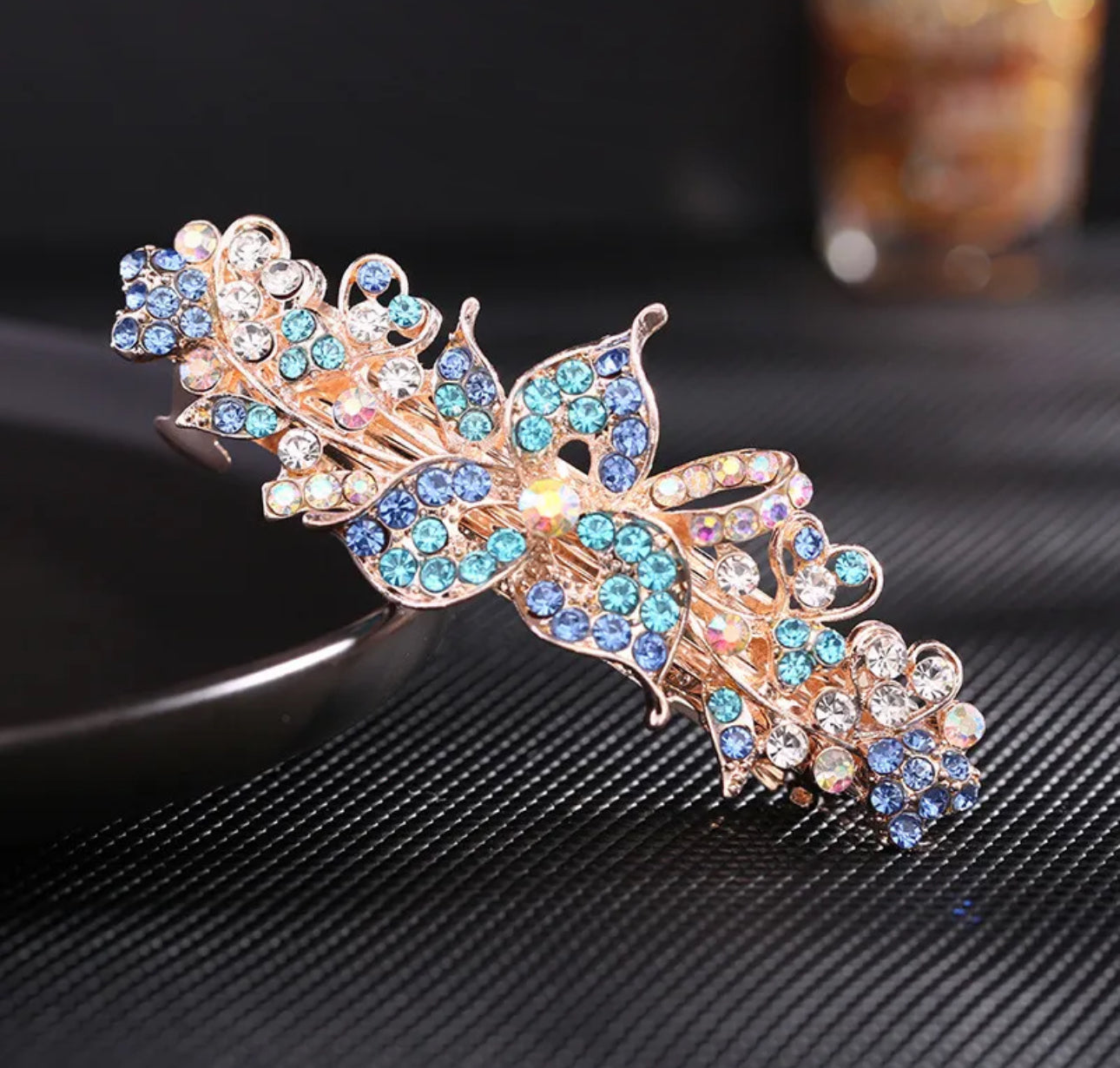 Women’s Large Crystal Flowers Hair Clip