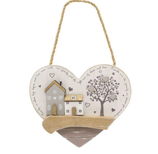 Shabby Chic Family Heart Plaque