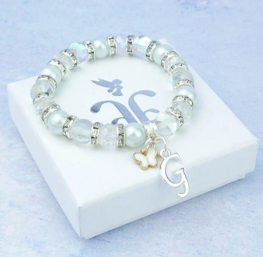 Personalised White Butterfly Bracelet