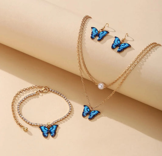 3pc Butterfly Jewellery Set