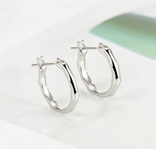 925 Sterling Silver Huggie Hinge Hoop Earrings