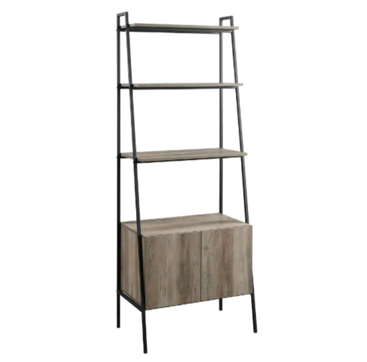 Free Standing Wood & Metal Ladder Bookcase Storage