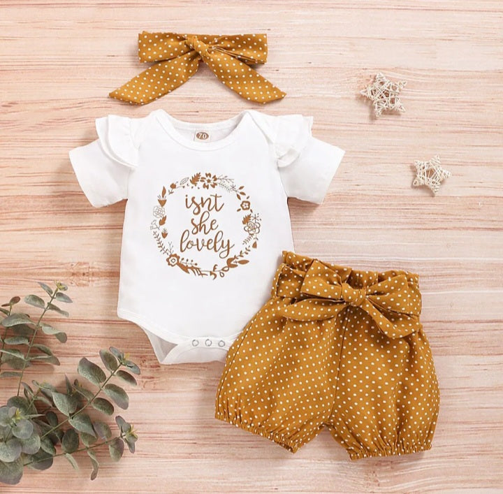 3PCS Newborn Baby Girl Polka Dot Bodysuit