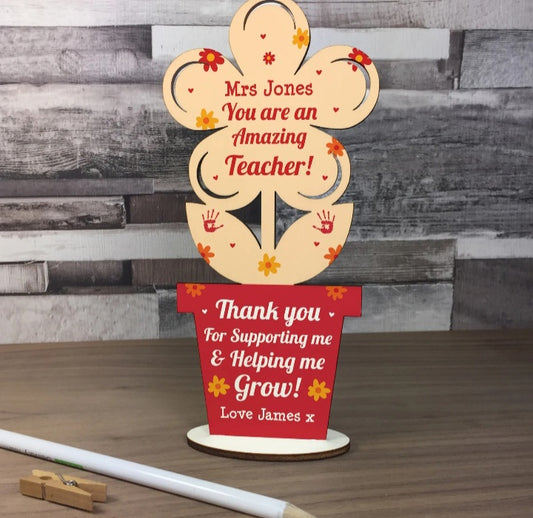 Personalised Flower Teacher Plaque