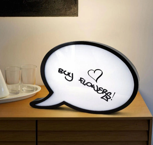 Large Speech Bubble LED Light Up Box Write Your Own Message