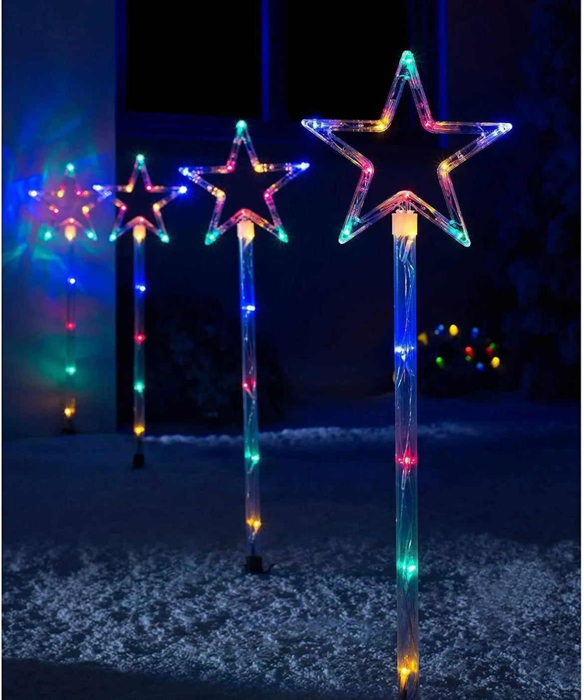 Set Of 4 Christmas Star Stake Lights