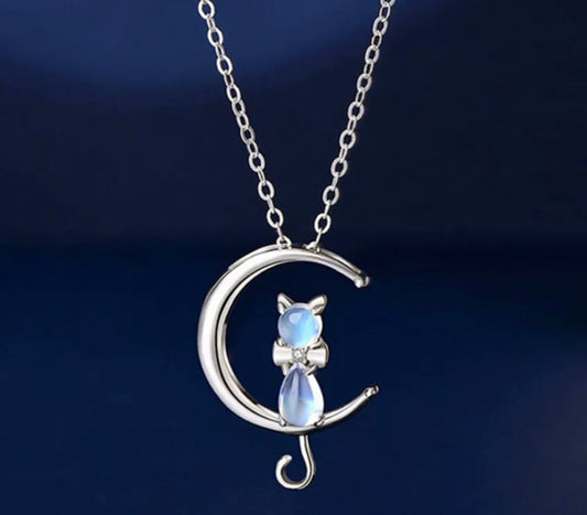 Moonstone Cat Necklace