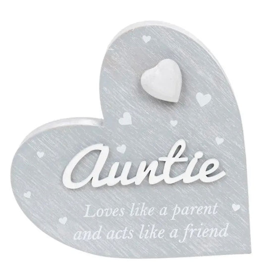 Auntie Heart Wooden Heart Plaque