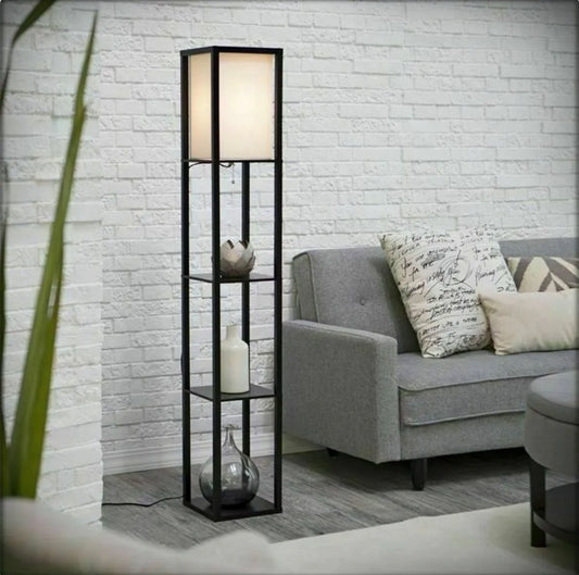 Wooden Shelf Floor Lamp