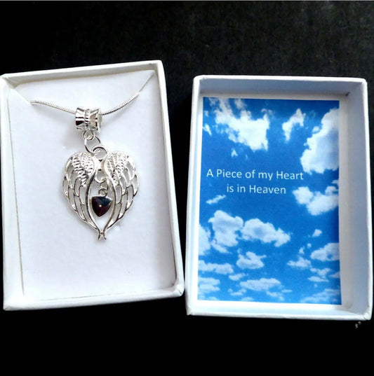 Angel Wing & Heart Remembrance Necklace