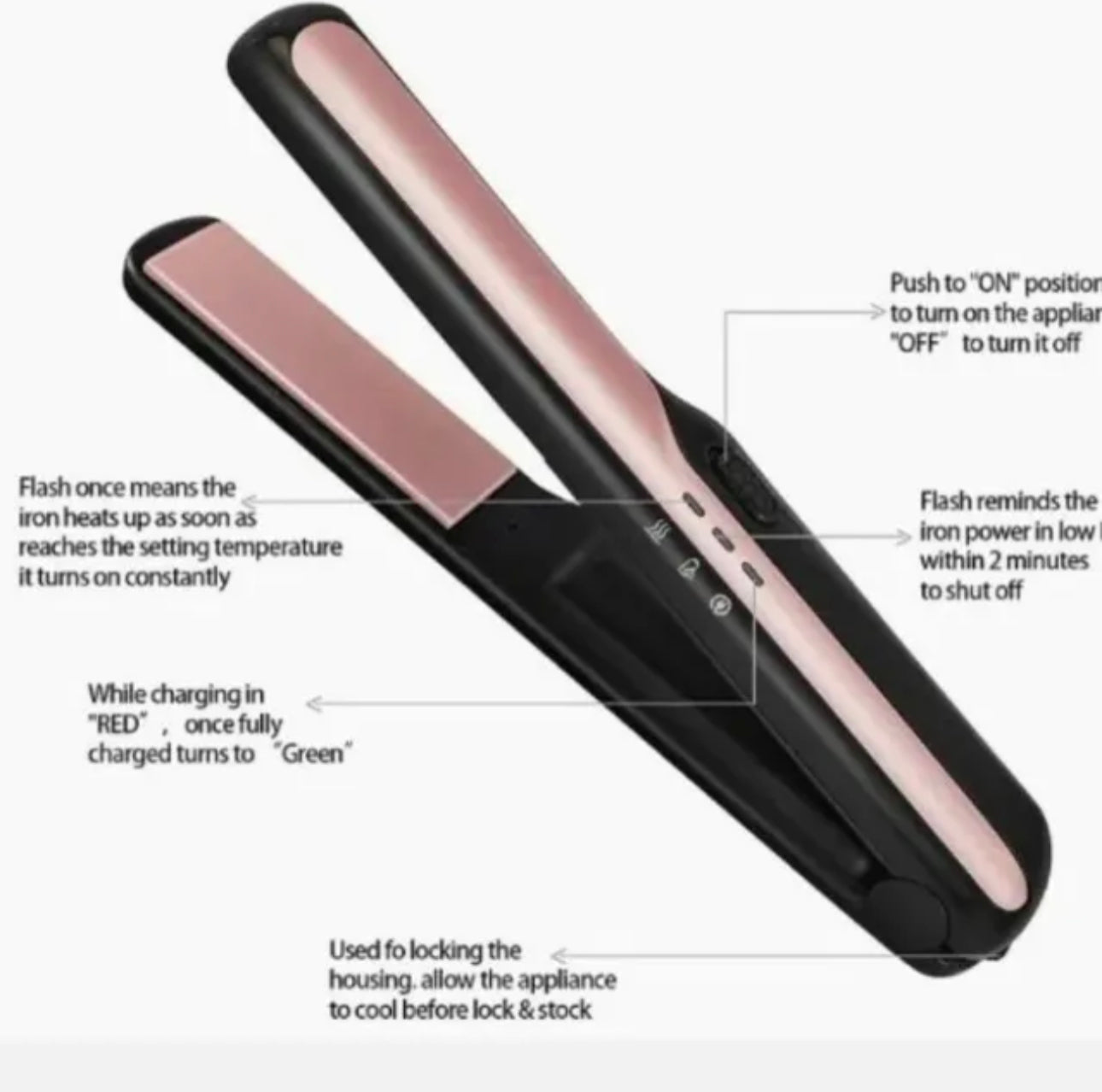 Cordless a hair straightener 2-in-1 portable