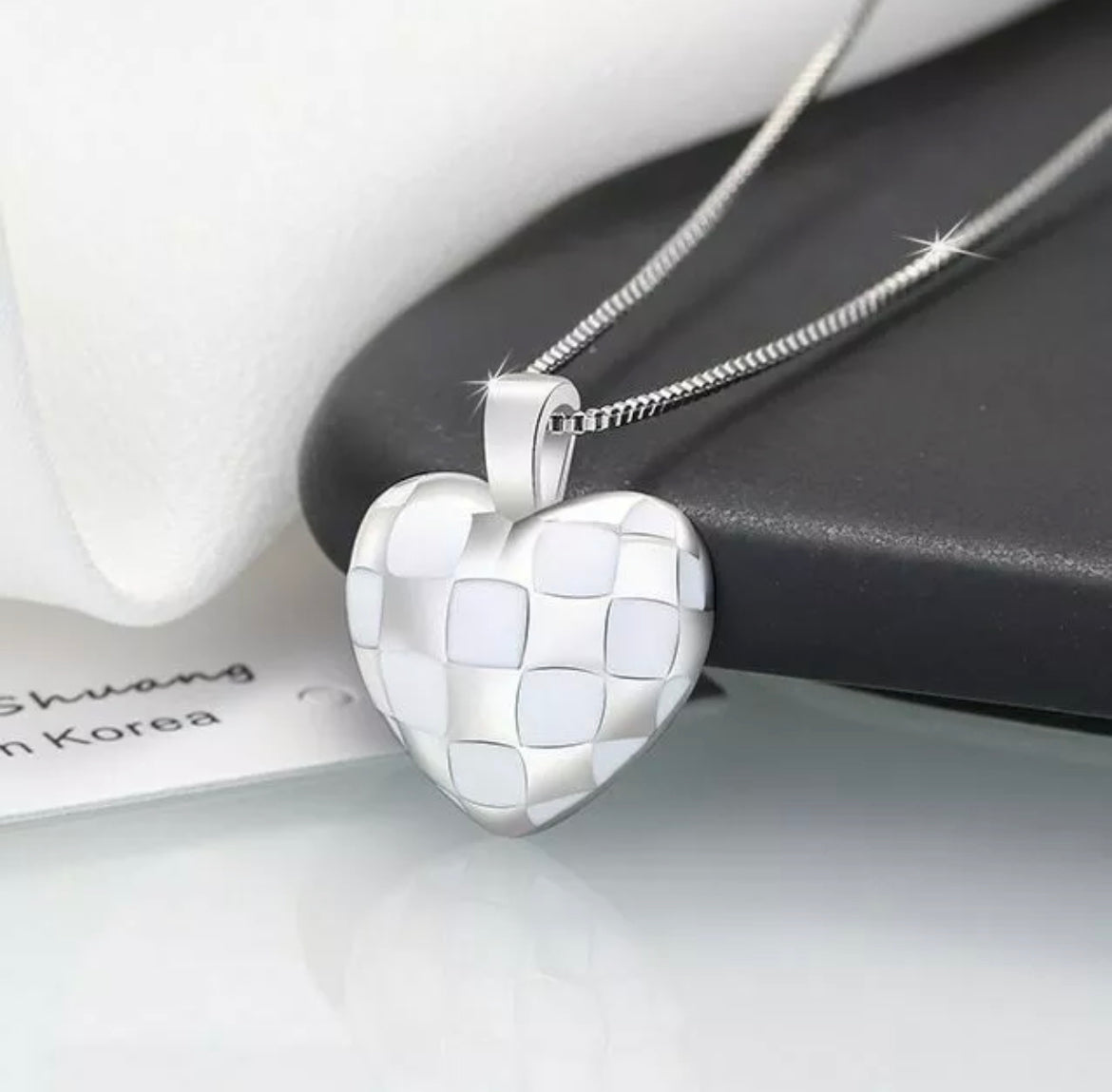 Checkerboard Heart Necklace